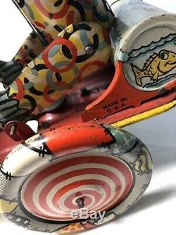 Unique Art Artie the Clown Tin Wind-Up Toy Spinning Jojo Vintage Antique Litho