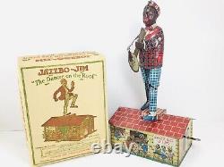 Unique Art JAZZBO-JIM Dancing Tin Wind Up Toy THE DANCER ON THE ROOF with BOX