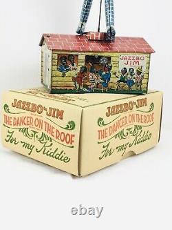 Unique Art JAZZBO-JIM Dancing Tin Wind Up Toy THE DANCER ON THE ROOF with BOX
