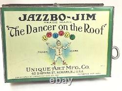 Unique Art JAZZBO-JIM Dancing Tin Wind Up Toy THE DANCER ON THE ROOF with BOX