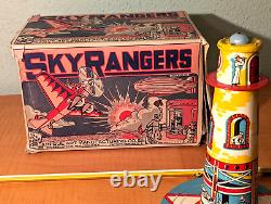 Unique Art Sky Rangers Litho Tinplate 1933 Near Mint Toy & RARE ORIGINAL BOX