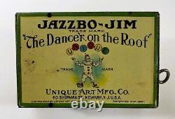Unique Art Tin Litho Windup Jazzbo Jim Dancer on Roof