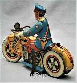 Unique Art Tin Wind-Up Police Motorcycle