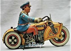 Unique Art Tin Wind-Up Police Motorcycle