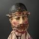 Unique OFFICER Hand Puppet Early 20th c. Punch Judy Wood German Victorian Toy