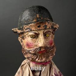 Unique OFFICER Hand Puppet Early 20th c. Punch Judy Wood German Victorian Toy