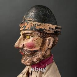Unique OFFICER Hand Puppet Early 20th c. Punch Judy Wood German Victorian Toy