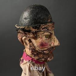 Unique OFFICER Hand Puppet Early 20th c. Punch Judy Wood German Victorian Toy