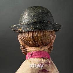 Unique OFFICER Hand Puppet Early 20th c. Punch Judy Wood German Victorian Toy