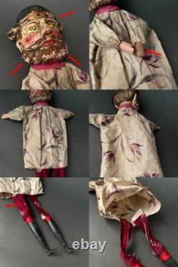 Unique OFFICER Hand Puppet Early 20th c. Punch Judy Wood German Victorian Toy