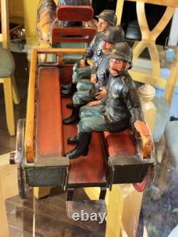 VERY LARGE VINTAGE HORSE DRAWN POLICE WOOD WAGON WithWOOD AND STEEL WHEELS RARE