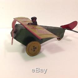 VERY RARE! Ferdinand Strauss Corp 43 Mail Plane Tin Wind Up Toy Vintage