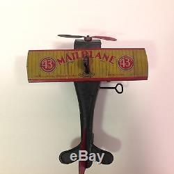 VERY RARE! Ferdinand Strauss Corp 43 Mail Plane Tin Wind Up Toy Vintage