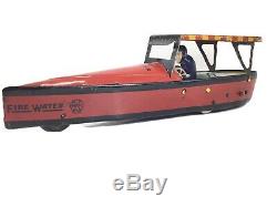 VERY RARE and UNIQUE MARX FIRE WATER SPEED BOAT TIN WINDUP