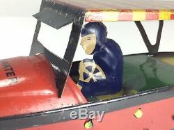 VERY RARE and UNIQUE MARX FIRE WATER SPEED BOAT TIN WINDUP