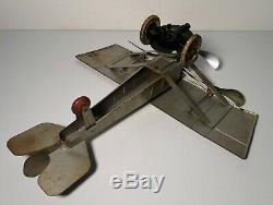 VINTAGE 1920's KINGSBURY PLANE TRI-MOTOR TIN LITHO WINDUP AIRPLANE