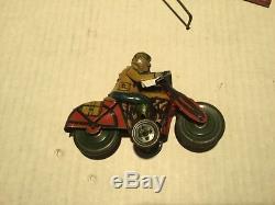 VINTAGE 1930s RICO RAMP JUMPING MOTORCYCLE TIN LITHO WIND UP TOY VERY RARE