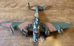 VINTAGE 1940'+ WWII LANCASTER BOMBER TIN WIND UP AIRPLANE Made in USA MARX