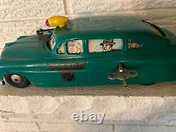 VINTAGE 1949 MARX SIREN POLICE CAR With MACHINE GUN KEY-WIND POLICE CAR 13