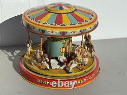 VINTAGE 1950'S J. CHEIN PLAYLAND MERRY-GO-ROUND CAROUSEL WithBOX WORKS