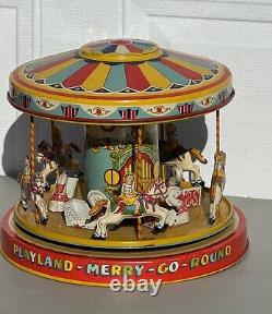 VINTAGE 1950'S J. CHEIN PLAYLAND MERRY-GO-ROUND CAROUSEL WithBOX WORKS
