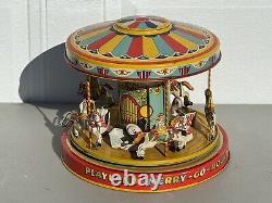 VINTAGE 1950'S J. CHEIN PLAYLAND MERRY-GO-ROUND CAROUSEL WithBOX WORKS
