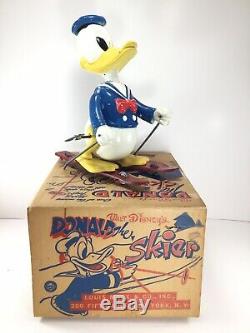 VINTAGE 1950's WALT DISNEYS DONALD THE SKIER MARX WIND UP DONALD DUCK withO. B