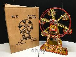 VINTAGE 1950s J. CHEIN HERCULES FERRIS WHEEL MECHANICAL WIND-UP ORIGINAL BOX