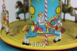 VINTAGE 1950s J. CHEIN MERRY GO ROUND CAROUSEL TIN LITHO WIND UP TOY with BOX