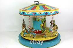 VINTAGE 1950s J. CHEIN MERRY GO ROUND CAROUSEL TIN LITHO WIND UP TOY with BOX