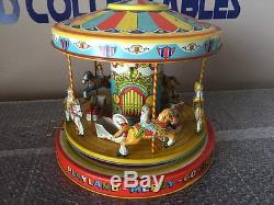 VINTAGE 1950s J. CHEIN PLAYLAND MERRY GO ROUND CAROUSEL TIN LITHO WIND UP TOY