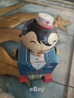 VINTAGE FRICTION Doctor Moon wind up Tin toy Robot DAIYA JAPAN 1950s