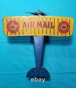 VINTAGE Girard MAIL PLANE Wind Up AIRPLANE 9 Wing Span ALL ORIGINAL? FREE