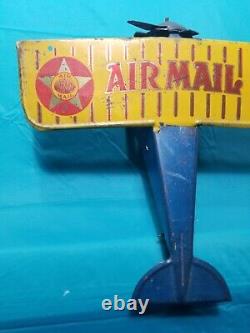 VINTAGE Girard MAIL PLANE Wind Up AIRPLANE 9 Wing Span ALL ORIGINAL? FREE