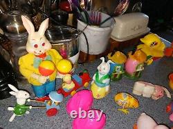 VINTAGE JAPAN TIN & CELLULOID/ plastic Hong Kong WIND-UP EASTER toy lot