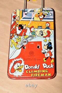 VINTAGE LINE MAR WINDUP DONALD DUCK FIREFIGHTER Walt Disney Productions With BOX