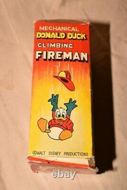 VINTAGE LINE MAR WINDUP DONALD DUCK FIREFIGHTER Walt Disney Productions With BOX