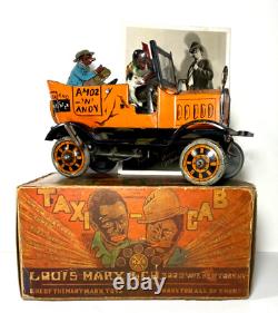 VINTAGE MARX AMOS N ANDY TIN LITHO WIND UP FRESH AIR TAXI RUMBLE CAR with Box