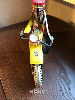 VINTAGE MARX Indian MOTORCYCLE COP TIN LITHO TOY POLICE WIND UP Siren And Key