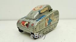 VINTAGE MARX LINEMAR 1950s POPEYE TIN LITHO WIND-UP ROLLOVER TANK