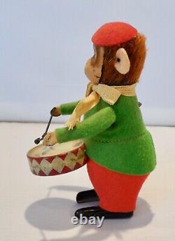 VINTAGE SCHUCO Working Wind-up SOLISTO Monkey Playing a Drum with Schuco Key & Box