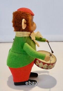 VINTAGE SCHUCO Working Wind-up SOLISTO Monkey Playing a Drum with Schuco Key & Box