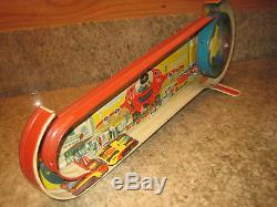 VINTAGE TECHNOFIX ROCKET EXPRESS TIN WIND-UP TOY With 2 CARS GERMANY ORIGINAL BOX