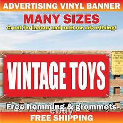 VINTAGE TOYS Advertising Banner Vinyl Mesh Sign ANTIQUE STORE COLLECTIBLES Shop