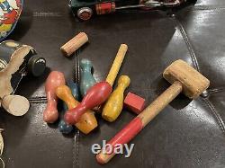 VINTAGE Toy Lot, Tin Train, Tops, Etc