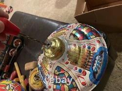 VINTAGE Toy Lot, Tin Train, Tops, Etc