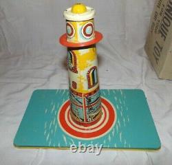 VINTAGE UNIQUE ART SKY RANGERS TIN WIND UP TOY PLANE & ZEPPELIN WithBOX