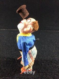 VINTAGE WIND UP DANCING CLOWN WithSPINNING TOP TOY WORKS! MAX CARL MONKEY HEAD