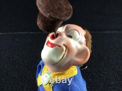 VINTAGE WIND UP DANCING CLOWN WithSPINNING TOP TOY WORKS! MAX CARL MONKEY HEAD