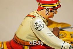 VTG 1940s Rookie Cop Tin Litho Police Motorcycle Cop Key Wind Toy WithBox HTF ORIG